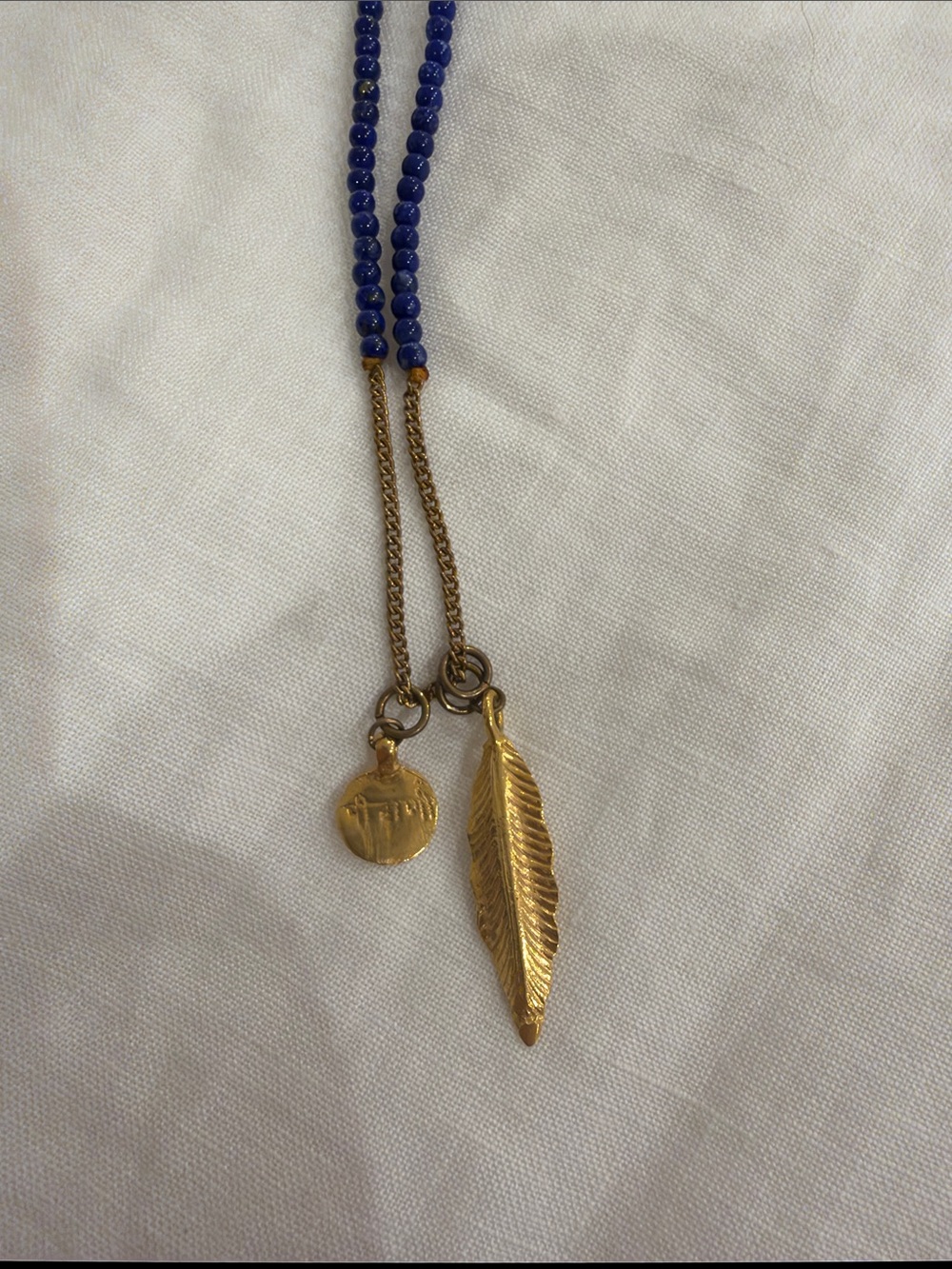 Chan Luu Navy Beaded Necklace with Gold Charms - Picture 2 of 7